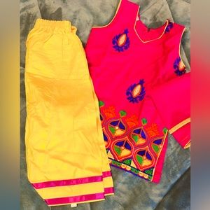 Punjabi Mangenta & Pink Salwar Suit with Yellow Duppata